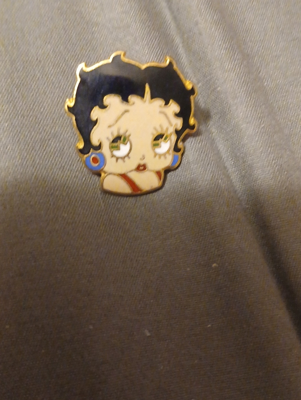 Betty Boop Enamel Brooch Pin - Black, Cream, Blue & Red Accents
